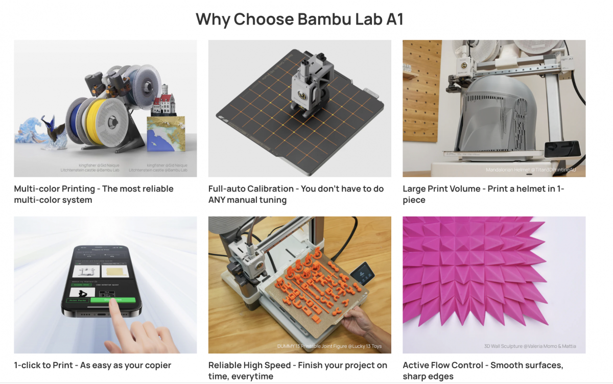 Bambu Lab A1 – Imprimanta 3D inteligentă, rapidă și ușor de folosit pentru orice nivel