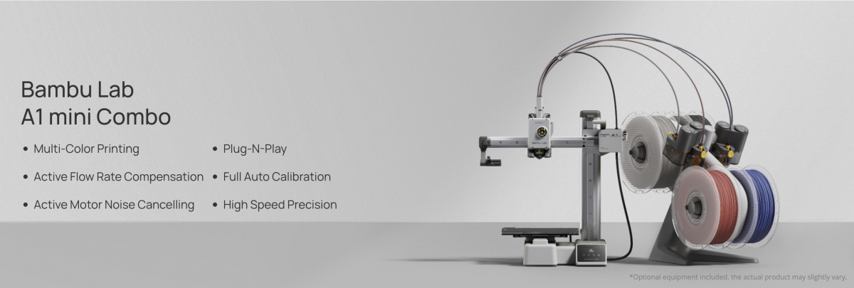 Bambu Lab A1 Mini Combo cu AMS Lite – imprimantă 3D multicolor pentru acasă și educație