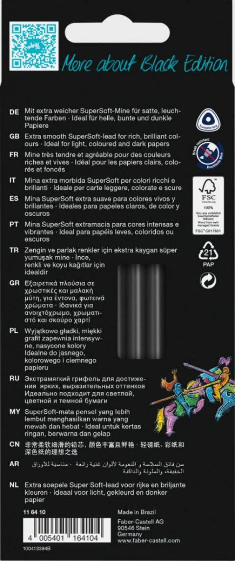 CREIOANE COLORATE 12 CULORI PASTELNEON BLACK EDITION FABER-CASTELL