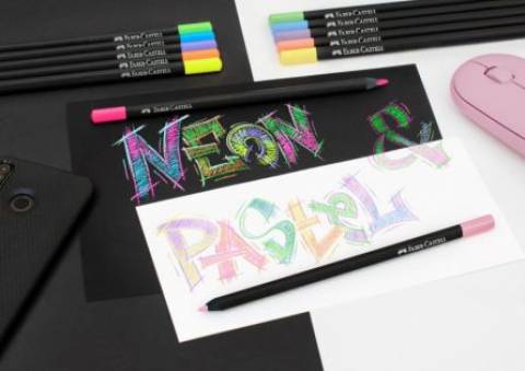 CREIOANE COLORATE 12 CULORI PASTELNEON BLACK EDITION FABER-CASTELL