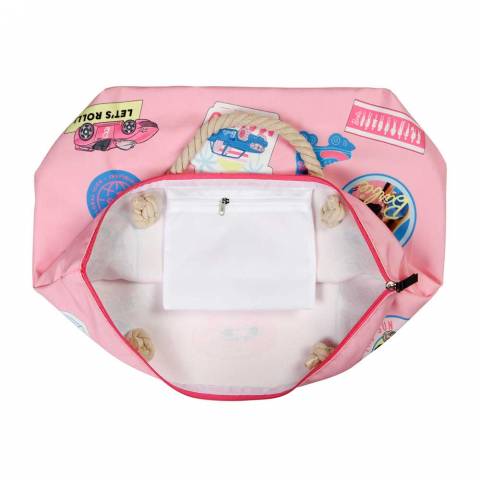 Geanta de plaja, Barbie, 52cm x 37cm x 17cm, Roz