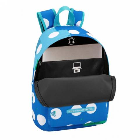 Ghiozdan Scolar, Benetton, 2 Fermoare, 41x31x16cm, Albastru