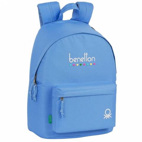 Ghiozdan Scolar, Benetton, 2 Fermoare, 41x31x16cm, Albastru