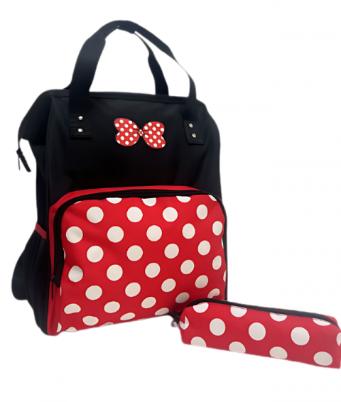 Ghiozdan Pentru Fete , Schoolfriendly , Compartiment Laptop , Material Impermeabil , penar 40x29x18cm, NEGRU ROSU