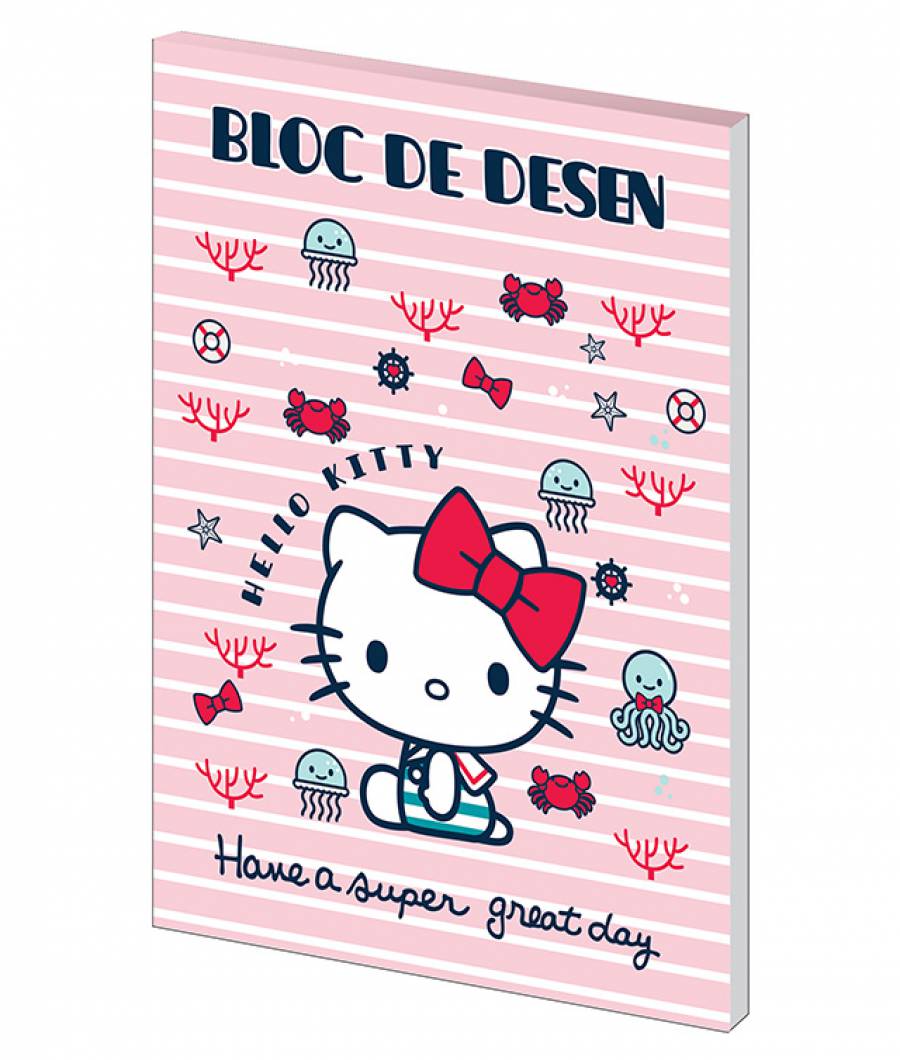 Bloc desen, A4, Pigna, hartie speciala 160gr, recomandat acuarela, tempera, acrilic, 16file Hello Kitty