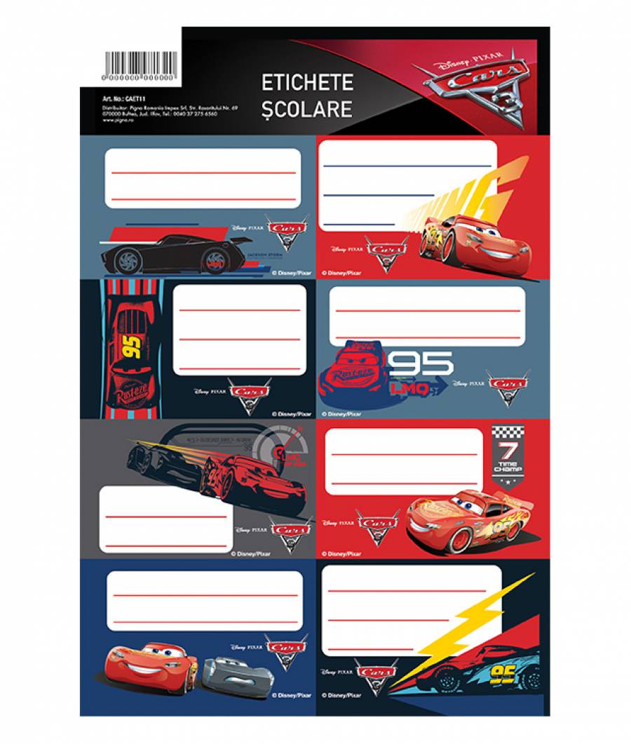 Etichete scolare 40/set Cars 