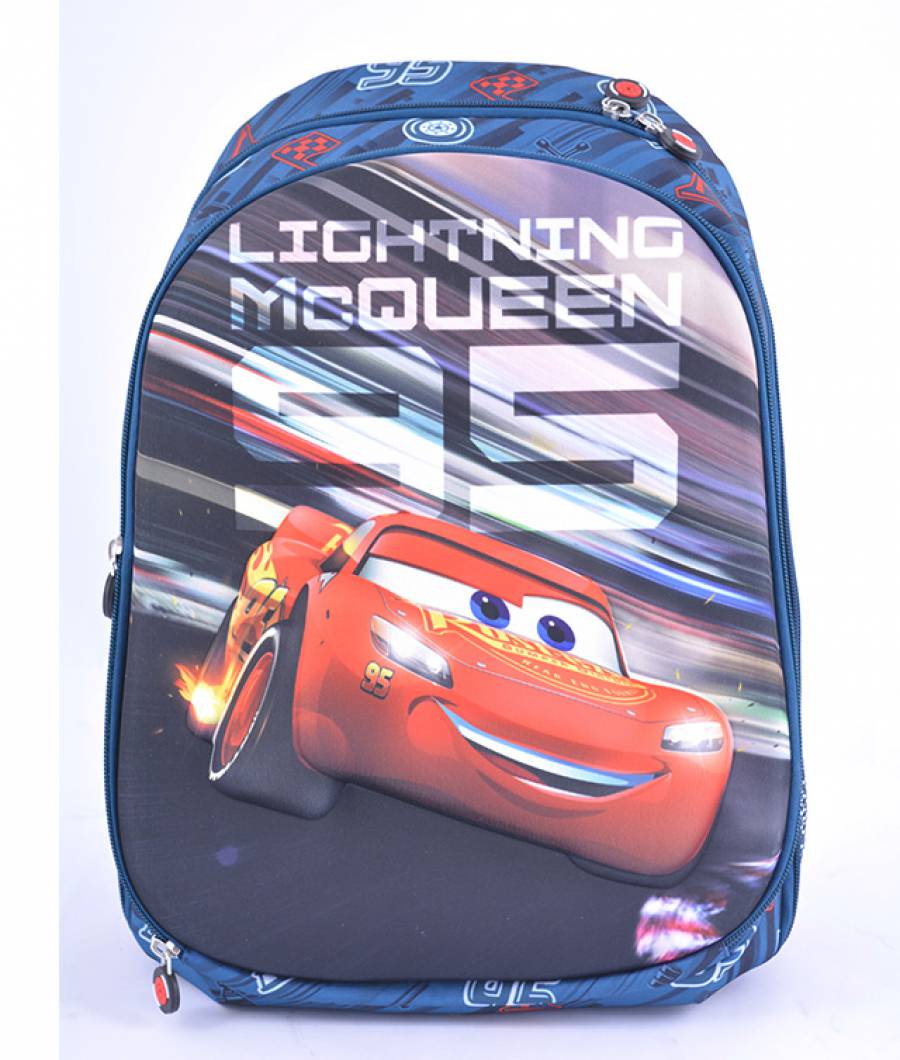 Ghiozdan clasa 1/4 3D 2 fermoare Cars 3 Gri Cars 3
