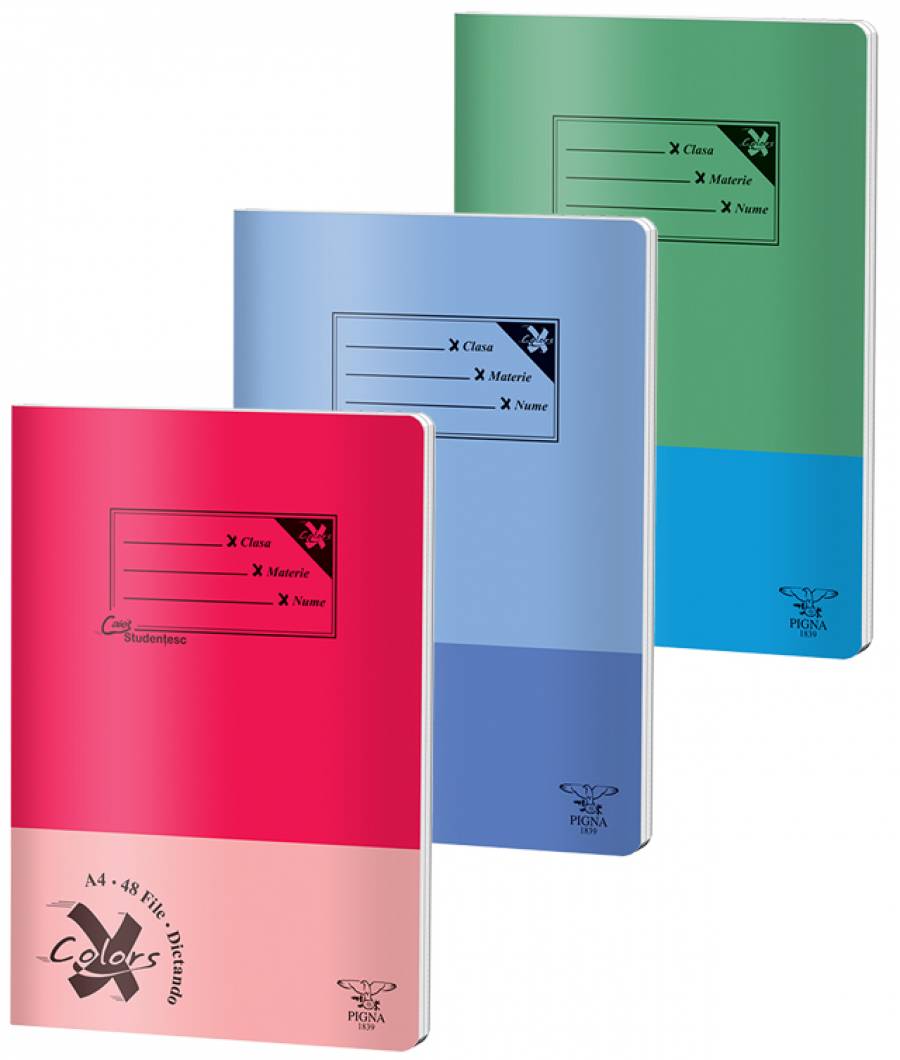 Caiet Dictando, A4, Pigna BASIC, 48file, 60 gr, MIX DESIGN