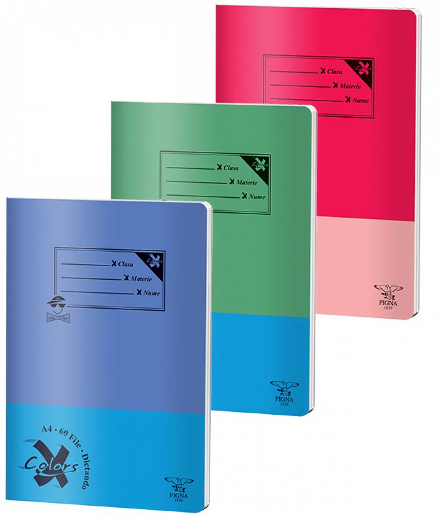 Caiet Dictando, A4, Pigna BASIC, 60file, 60 gr, MIX DESIGN