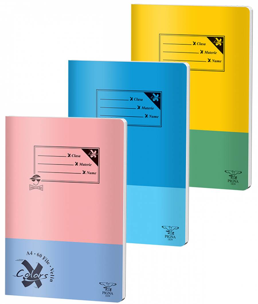 Caiet Velin, A4, Pigna BASIC, 60file, 60 gr, MIX DESIGN