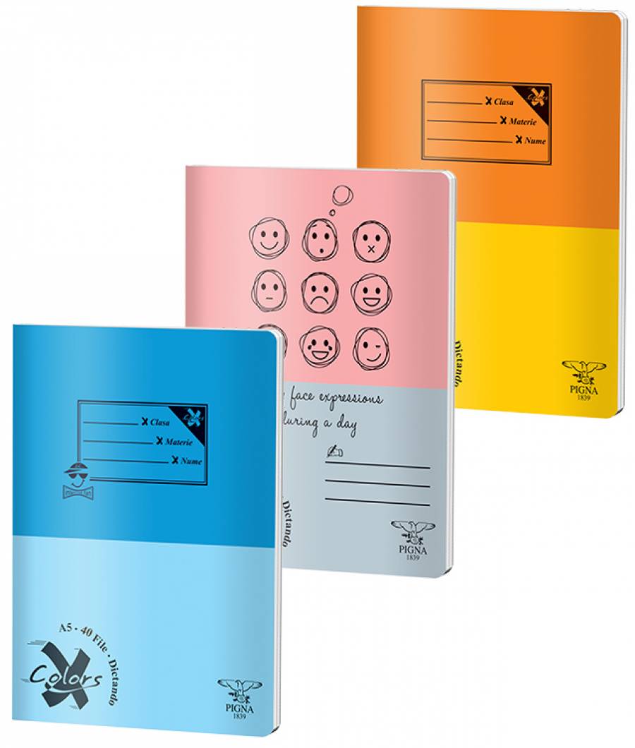 Caiet Dictando, A5, Pigna BASIC, 40file, 60 gr, MIX DESIGN