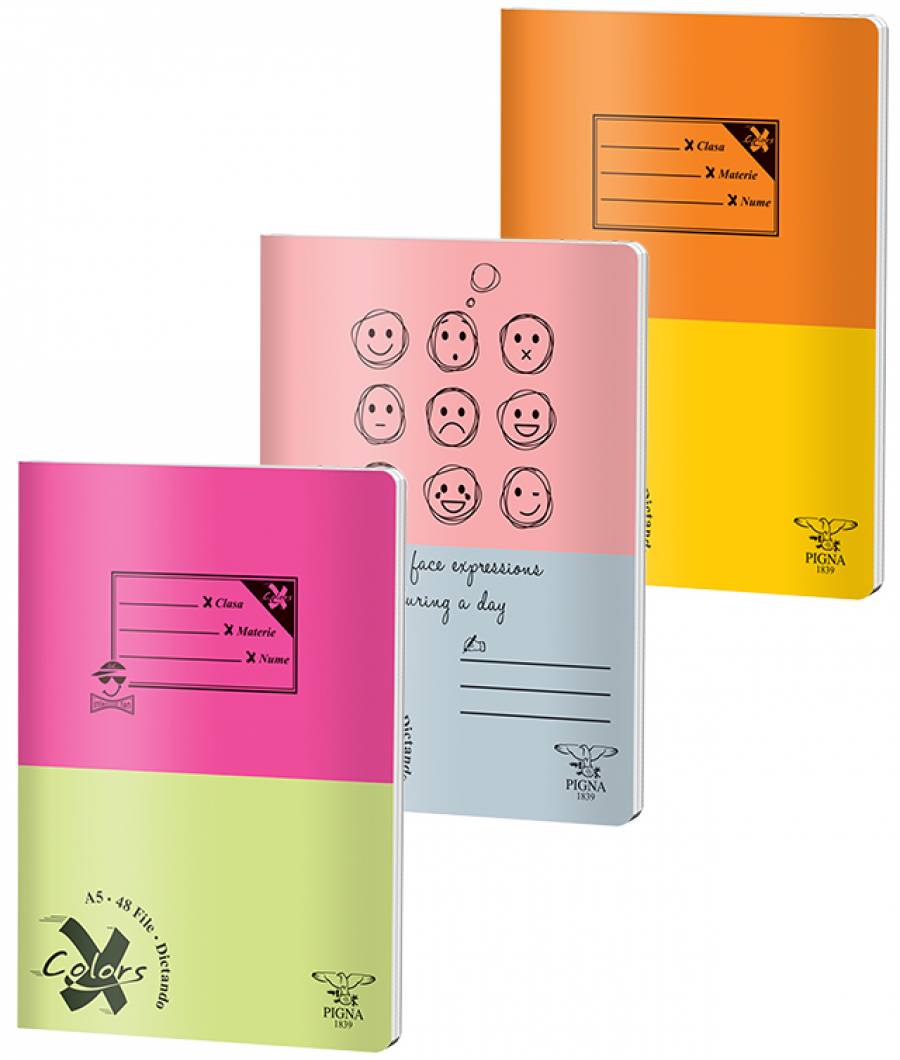 Caiet Dictando, A5, Pigna BASIC, 48file, 60 gr, MIX DESIGN