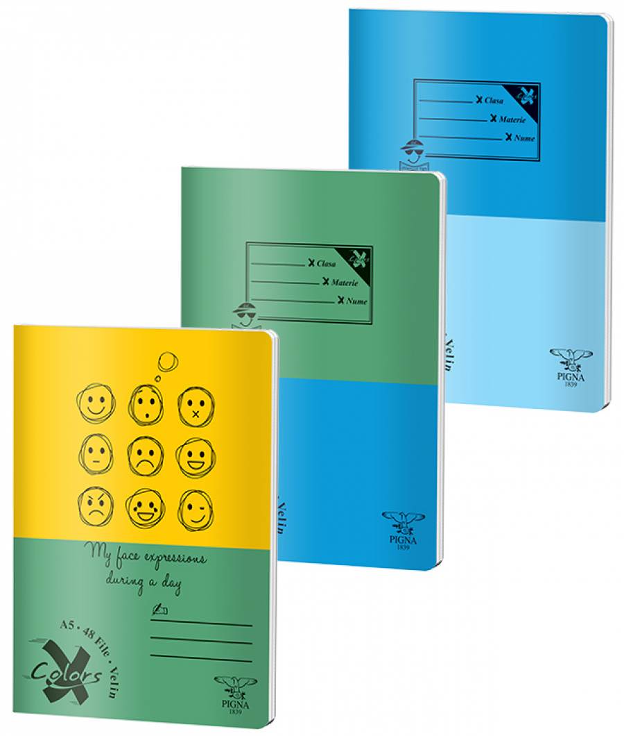 Caiet Velin, A5, Pigna BASIC, 48file, 60 gr, MIX DESIGN