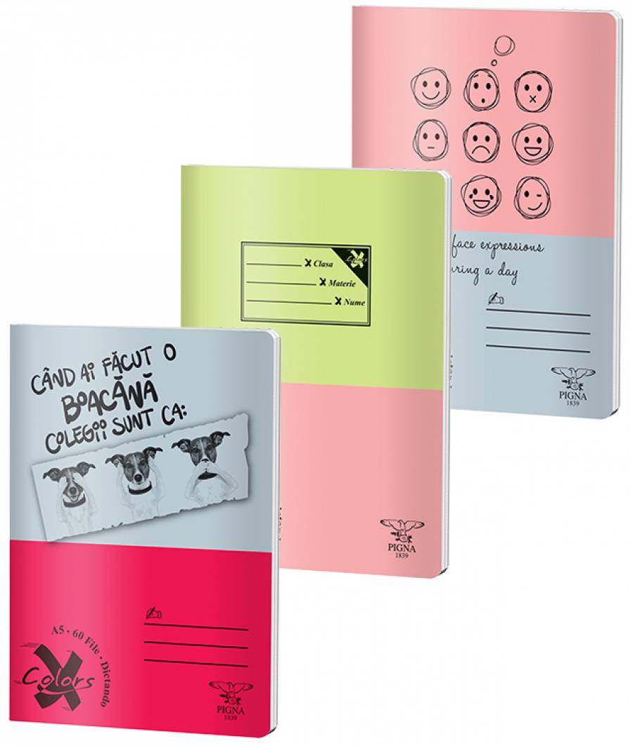 Caiet Dictando, A5, Pigna BASIC, 60file, 60 gr, MIX DESIGN