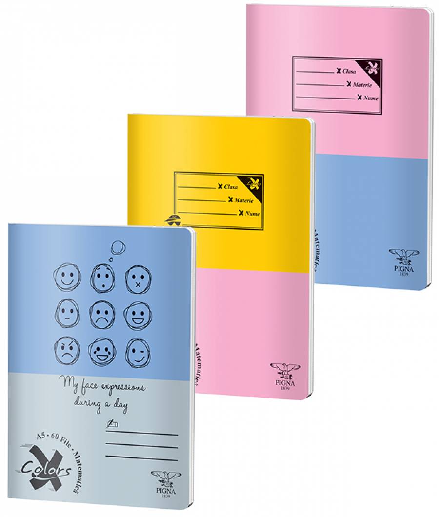 Caiet Matematica, A5, Pigna BASIC, 60file, 60 gr, MIX DESIGN