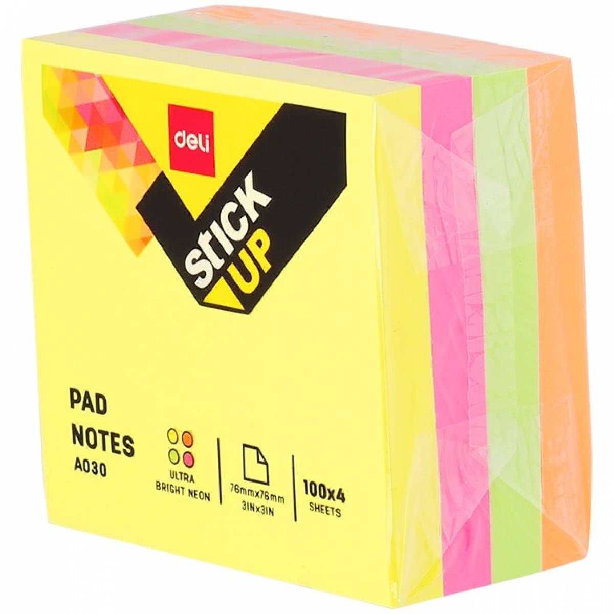 NOTES ADEZIV 76*76MM 100 FILE NEON DELI