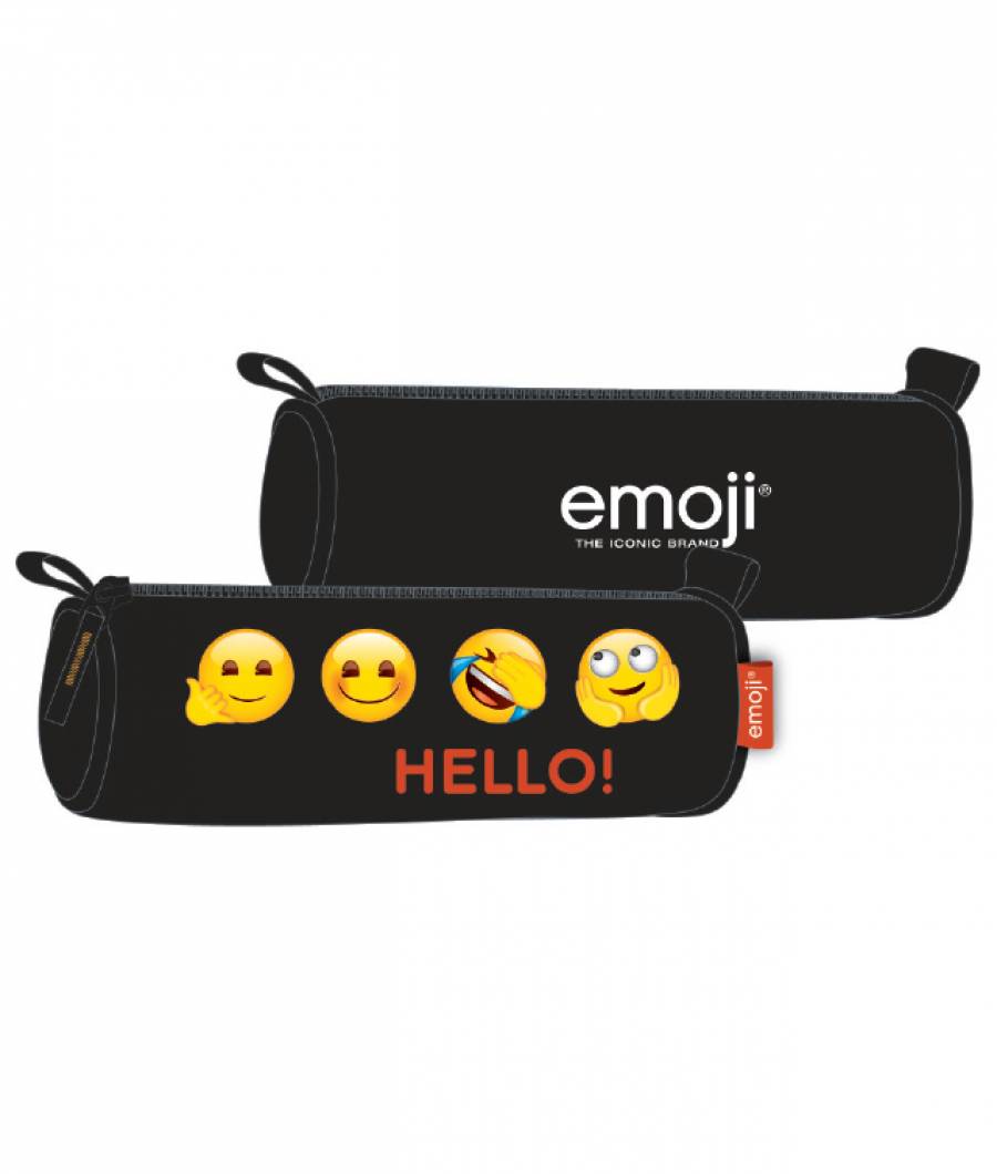 Penar Mic tip Etui, Emoji, 1 Fermoar, Negru