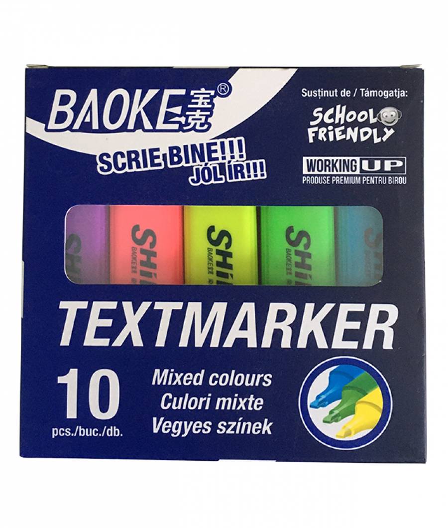 Textmarker BAOKE CLASIC 10buc culori MIXTE