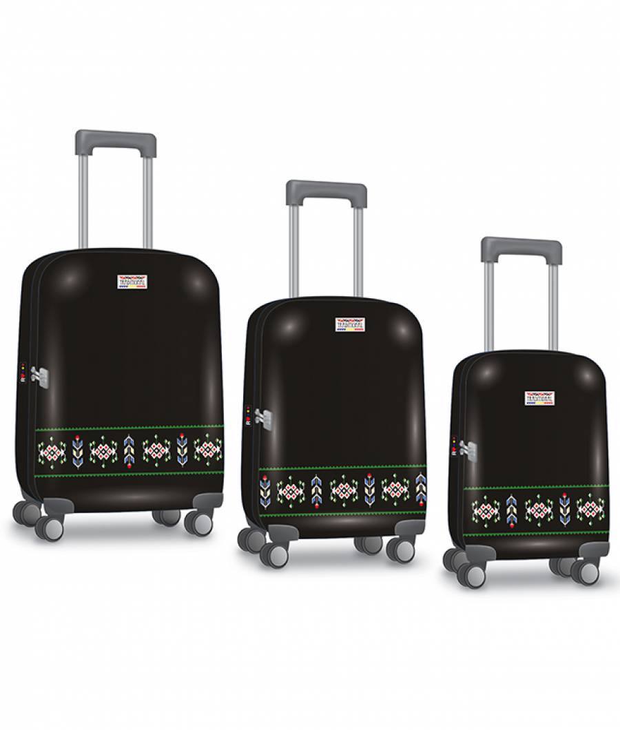 Valiza troller set 3 buc 49/59/69cm ABS+TSA ETHNO Mod 5 (folie de protectie)