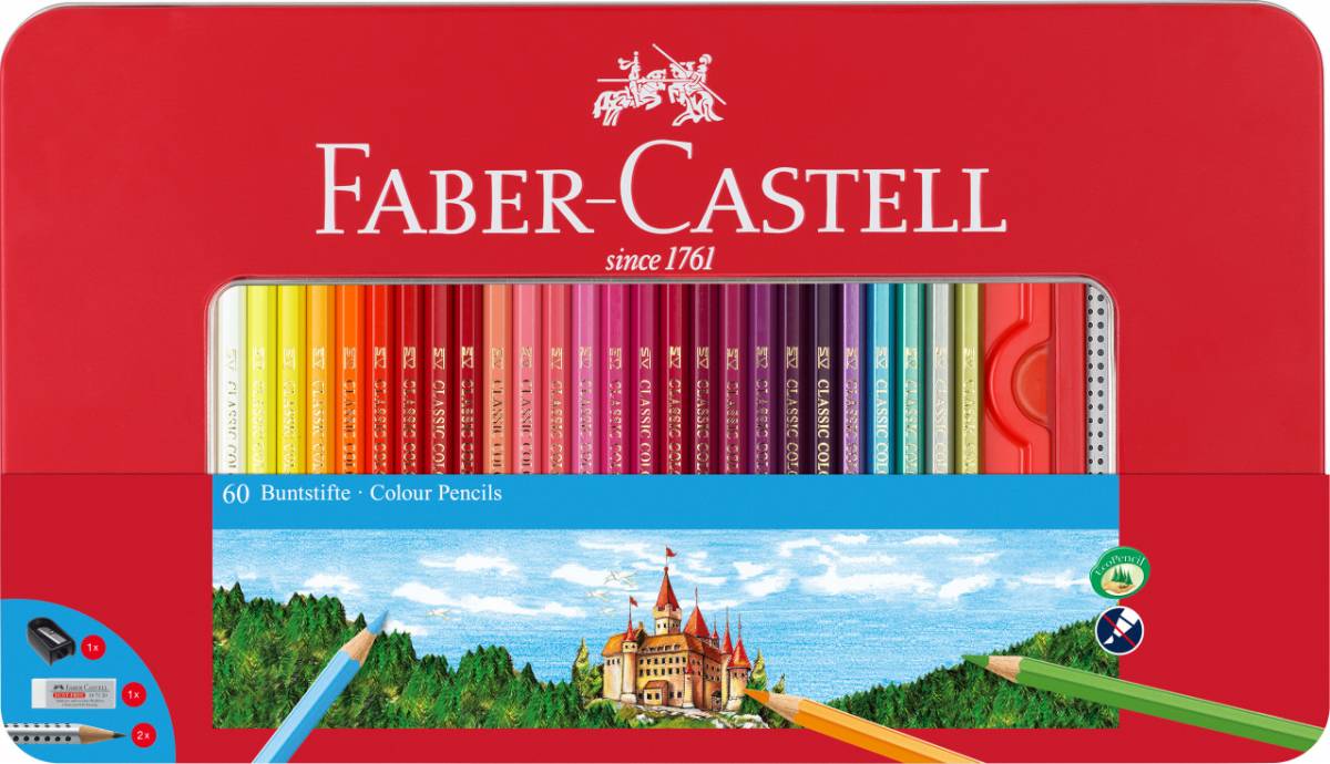 CREIOANE COLORATE 60 CULORI CUTIE METAL FABER-CASTELL