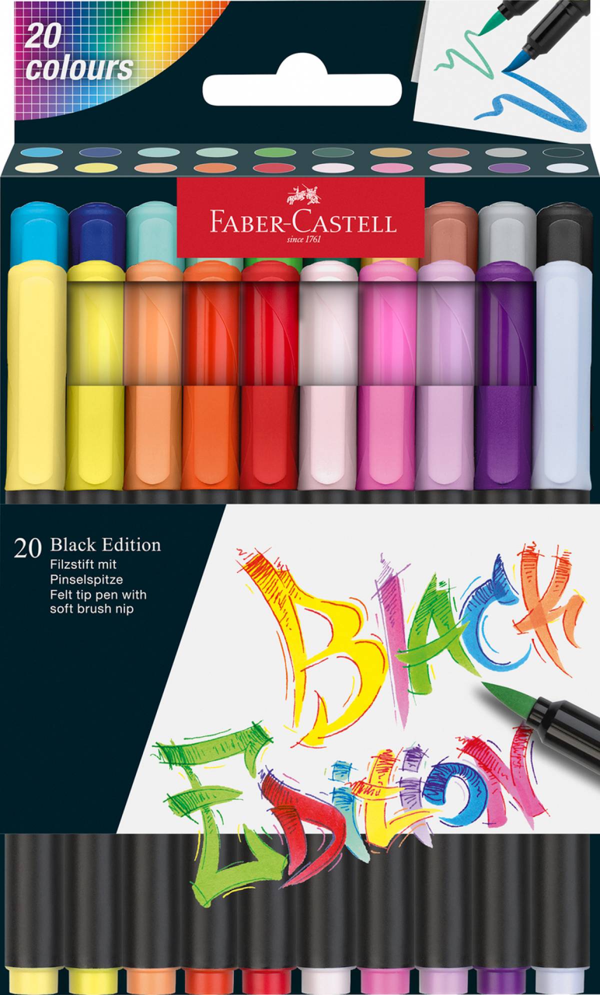 BRUSH PENS BLACK EDITION SET 20 CULORI FABER-CASTELL