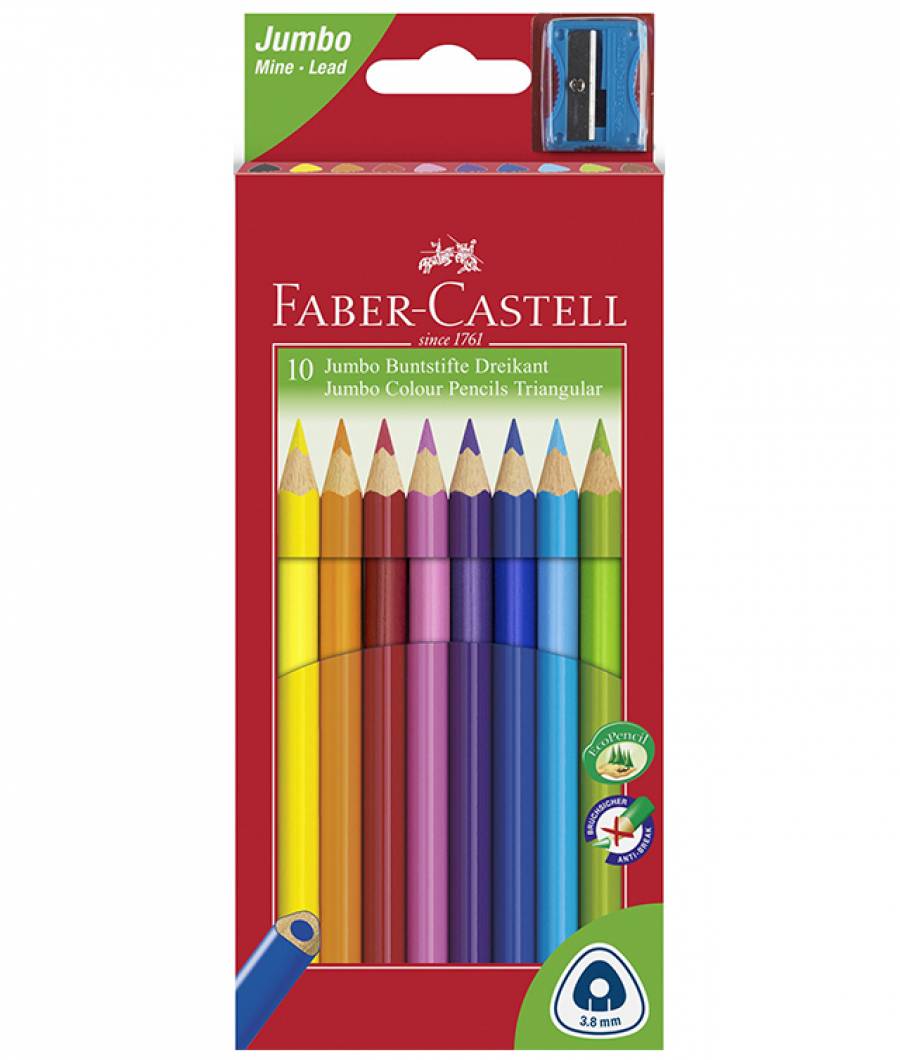 Creioane Colorate Jumbo + Ascutitoare Faber-Castell