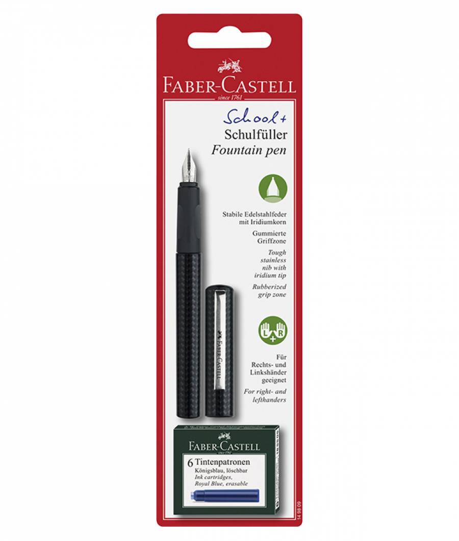 Blister Stilou Scolar Carbon si 6 Cartuse Faber-Castell