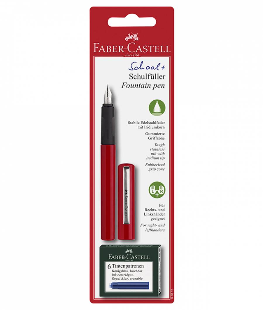 Blister Stilou Scolar Rosu si 6 Cartuse Faber-Castell