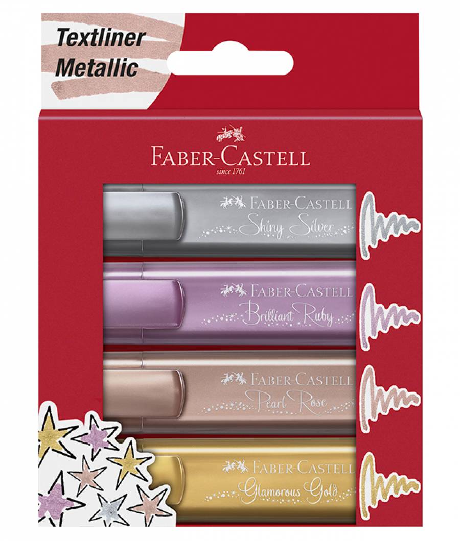 Textmarker Set 4 Buc Metalizate Faber-Castell