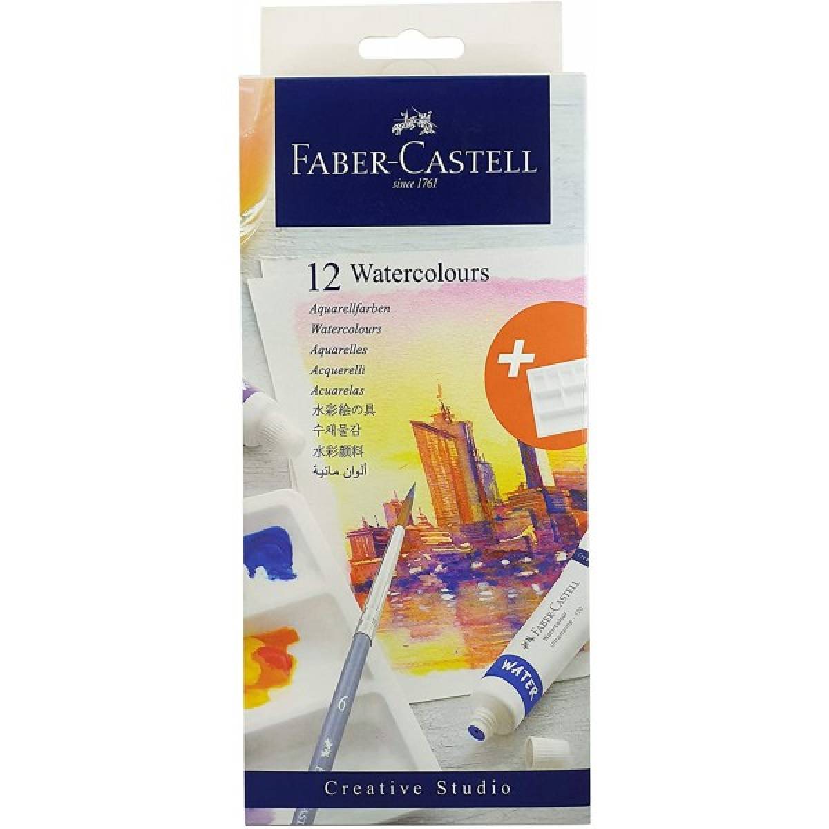 TEMPERA ACUARELE 12 CULORI 9ML + PALETA FABER-CASTELL