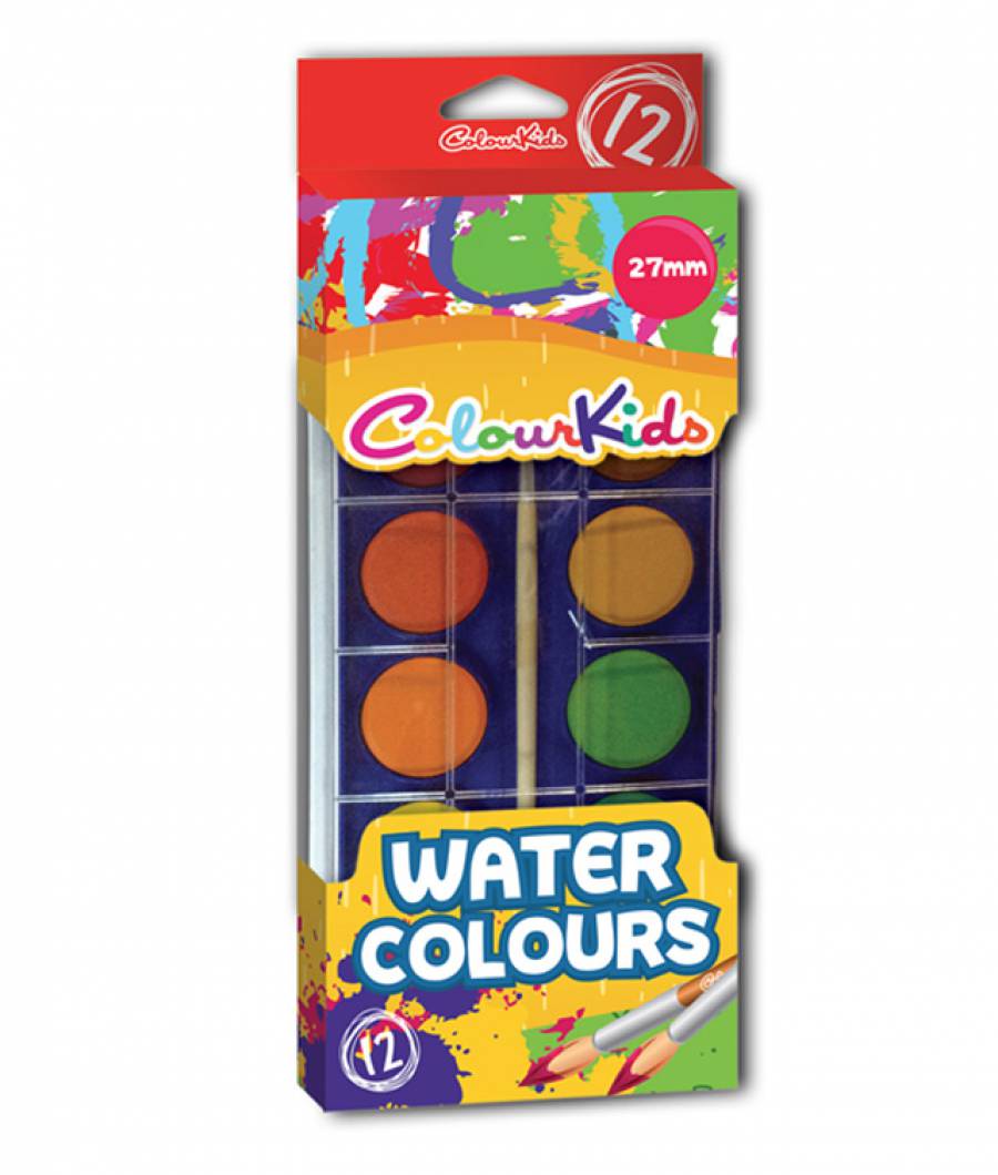 Acuarele.   12 culori  27 mm cu pensula Colour KIDS 
