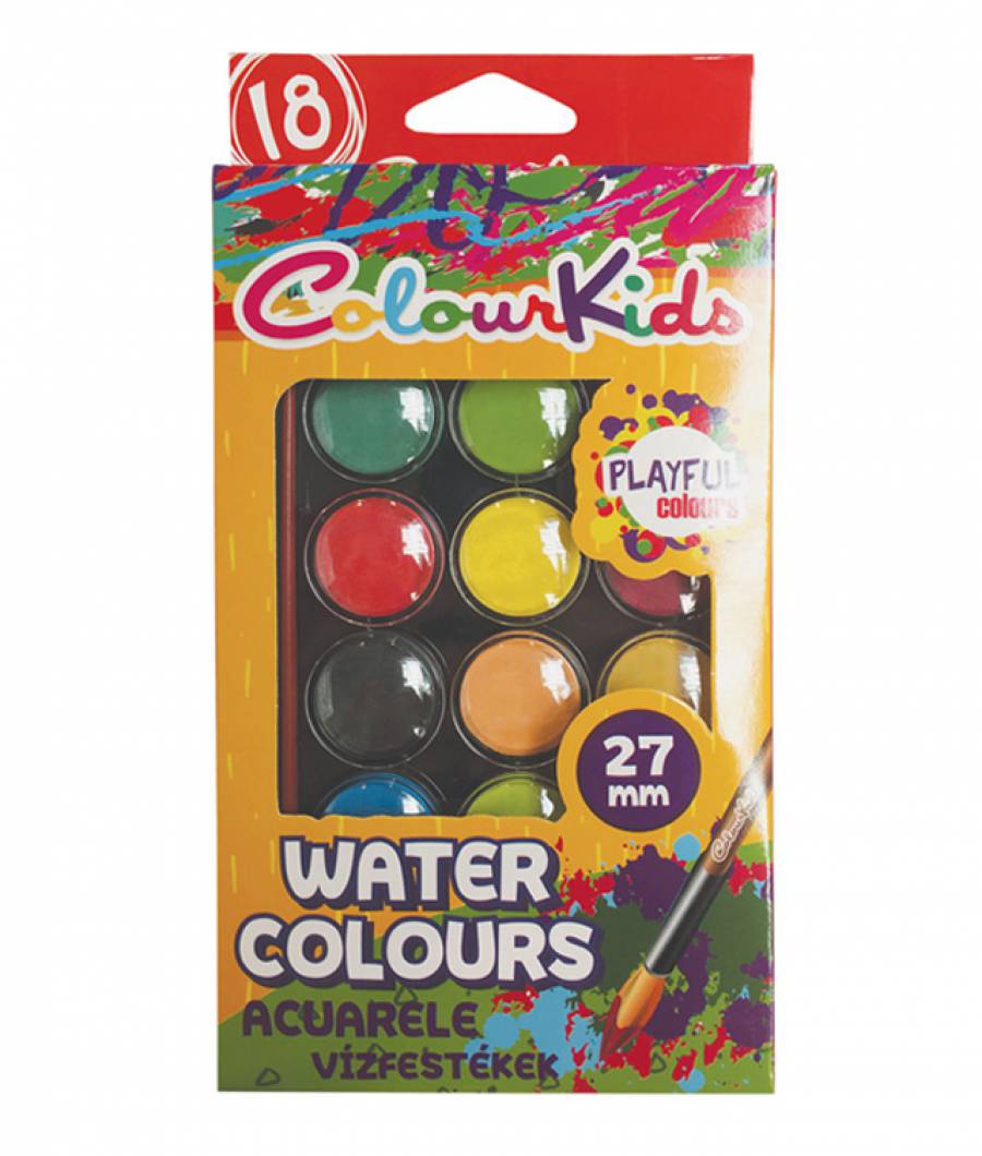 Acuarele Colour KIDS 18 culori 28 mm cu pensula