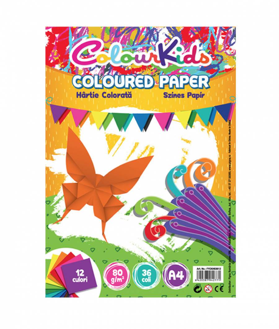 Hartie color A4 80gr 36 coli 12 culori Colour KIDS