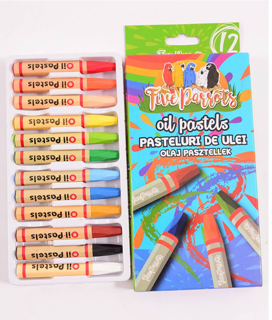 Creioane ulei pastel 12 culori Five PARROTS