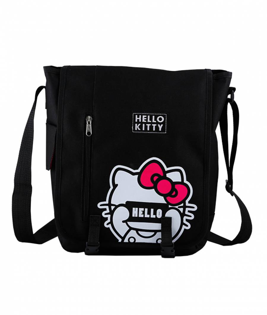 Geanta de umar patrata Hello Kitty Negru