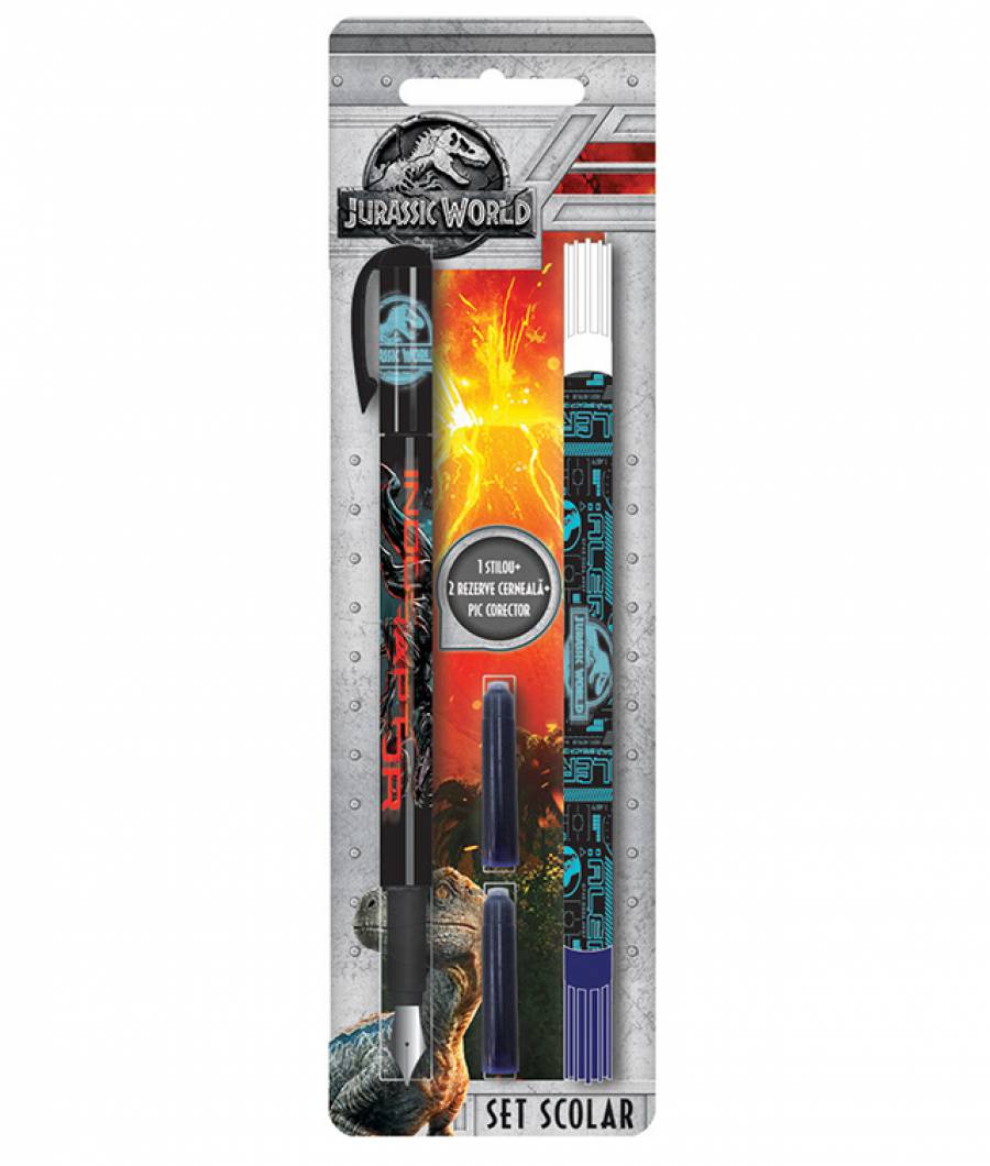 Blister Stilou iridium 1 corector 2 rezerve Jurassic World