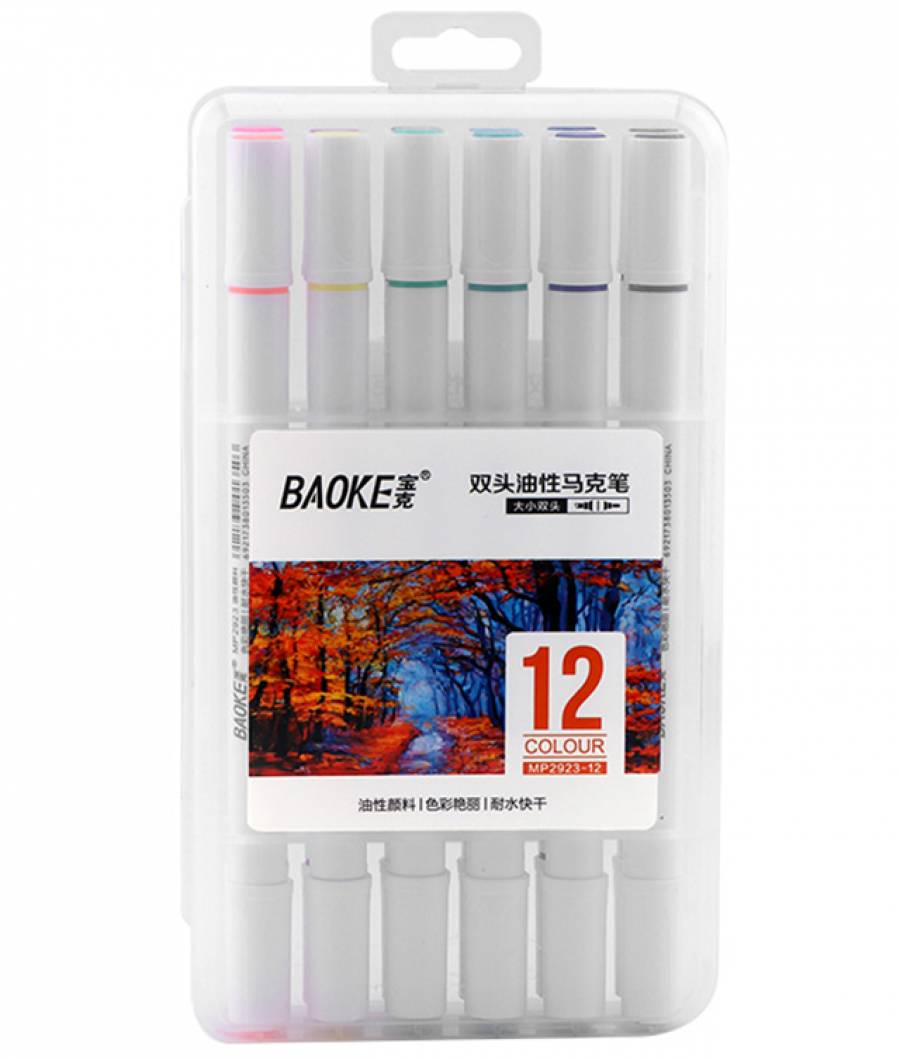 Markere ARTISTI BAOKE 2vf 4-1mm ulei 12culori MIXT