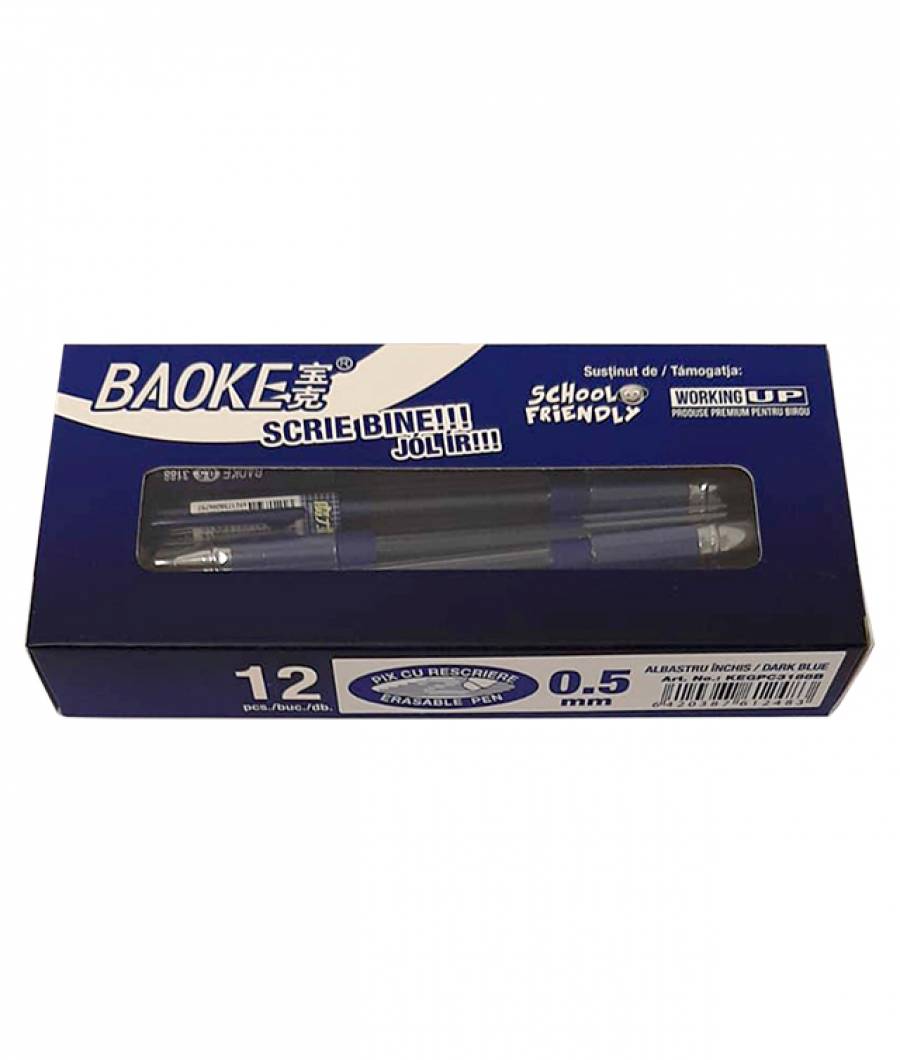 Pix BAOKE Gel ERASABLE 0 5mm ALBASTRU INCHIS