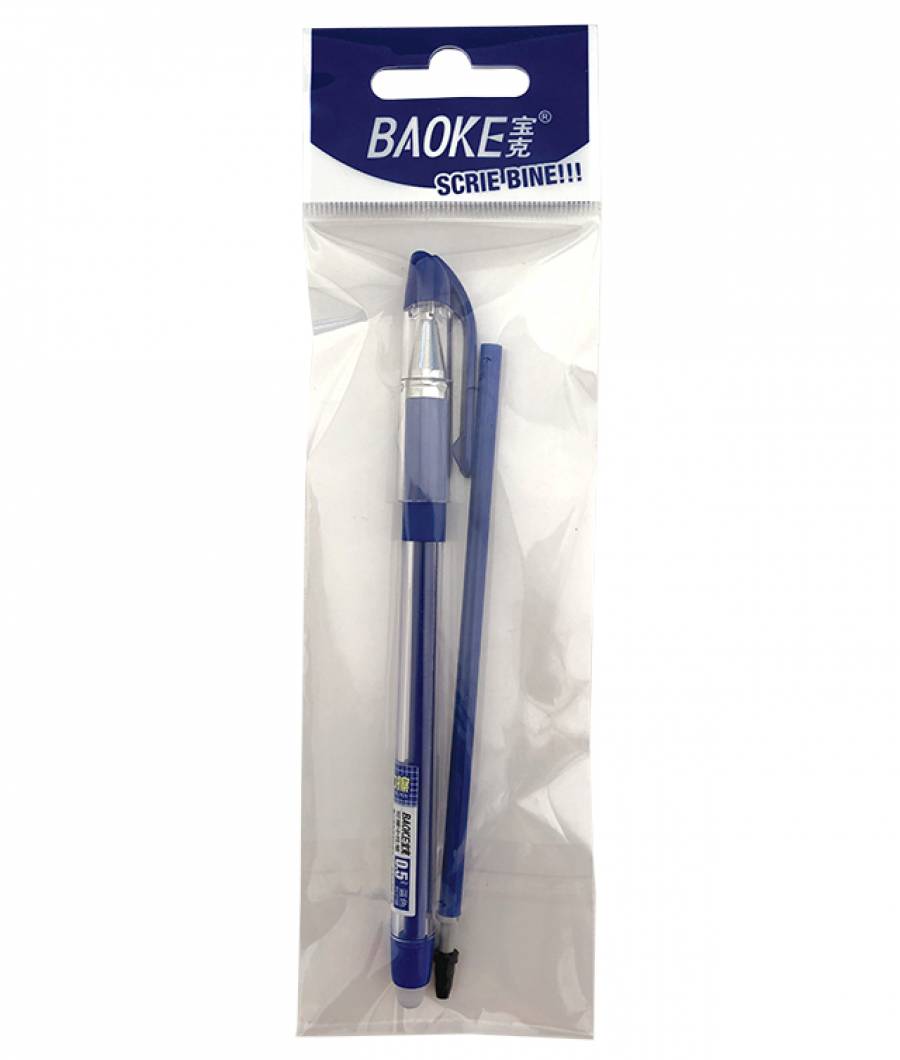 Pix  BAOKE Gel ERASABLE 0 5mm si rezerva ALBASTRU in set 