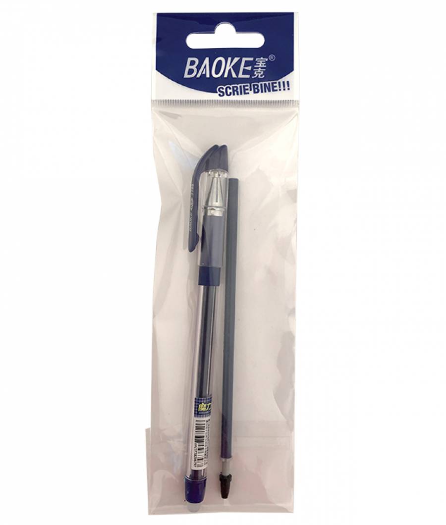 Pix  BAOKE Gel ERASABLE 0 5mm si rezerva ALBASTRU INCHIS in set