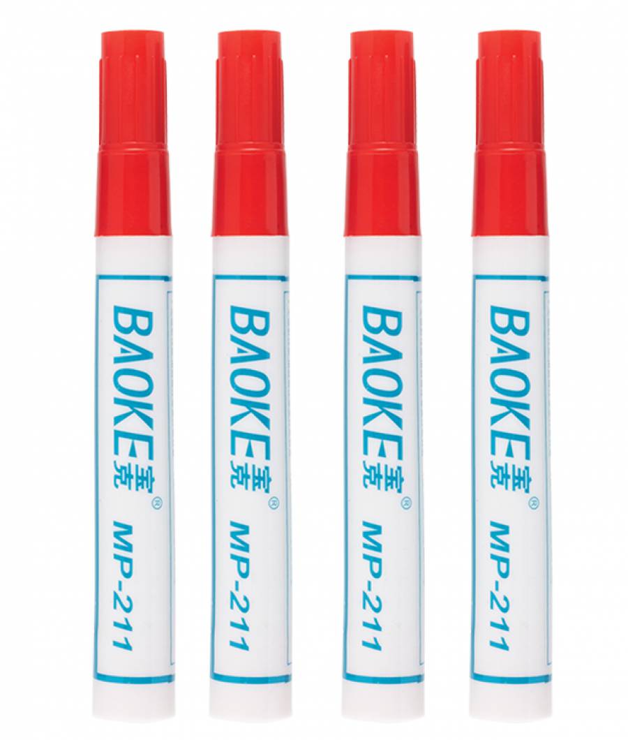 Marker Permanent BAOKE CLASIC 10buc/set ROSU