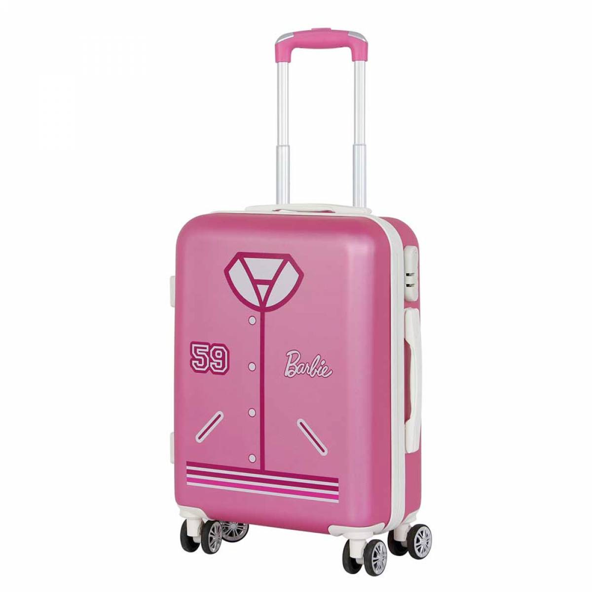 Valiza cabina Barbie Varsity ABS roz 20x38x55cm