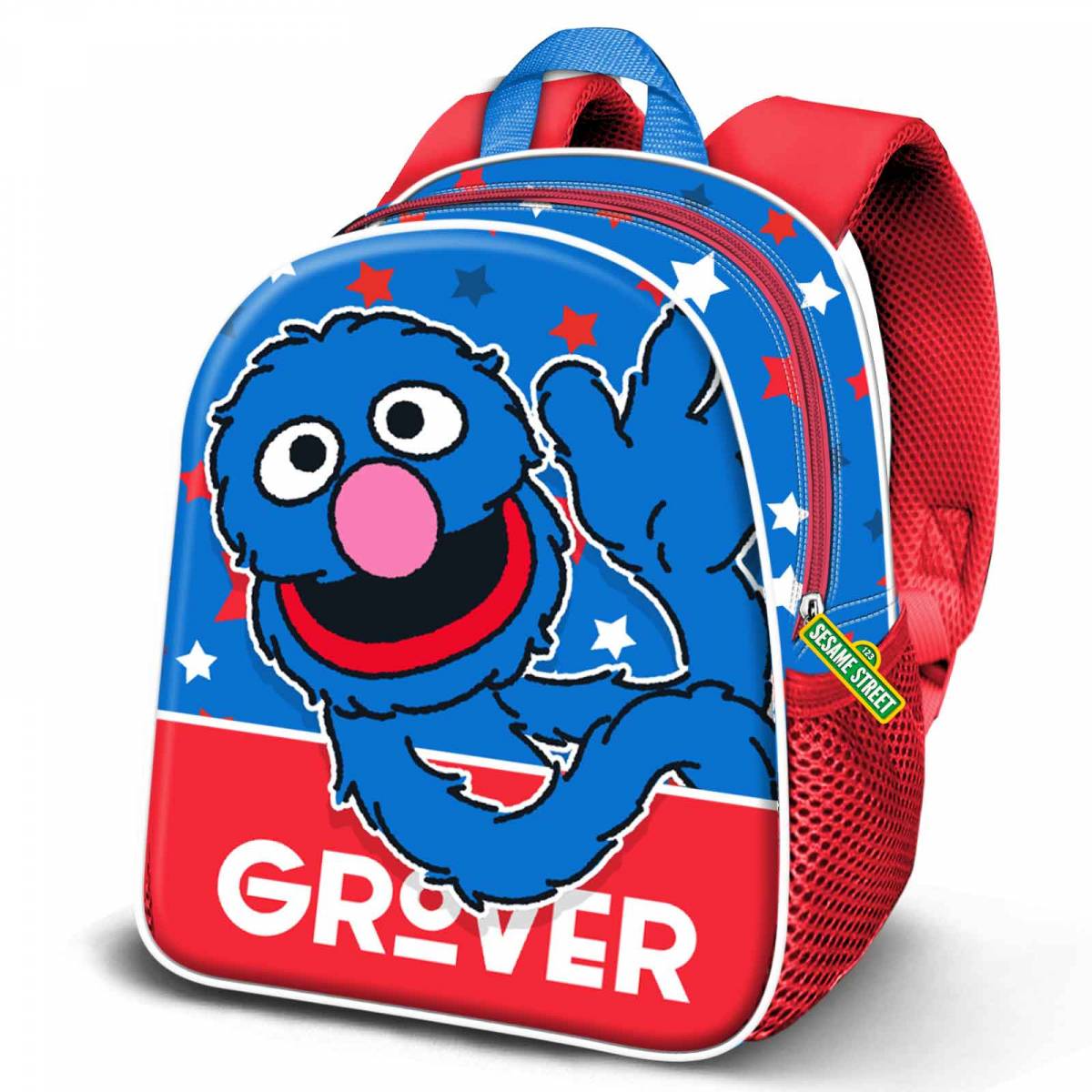 Ghiozdan Sesame Street Super Grover 2.0 Hello Elite 3D, albastru 10x25x30cm