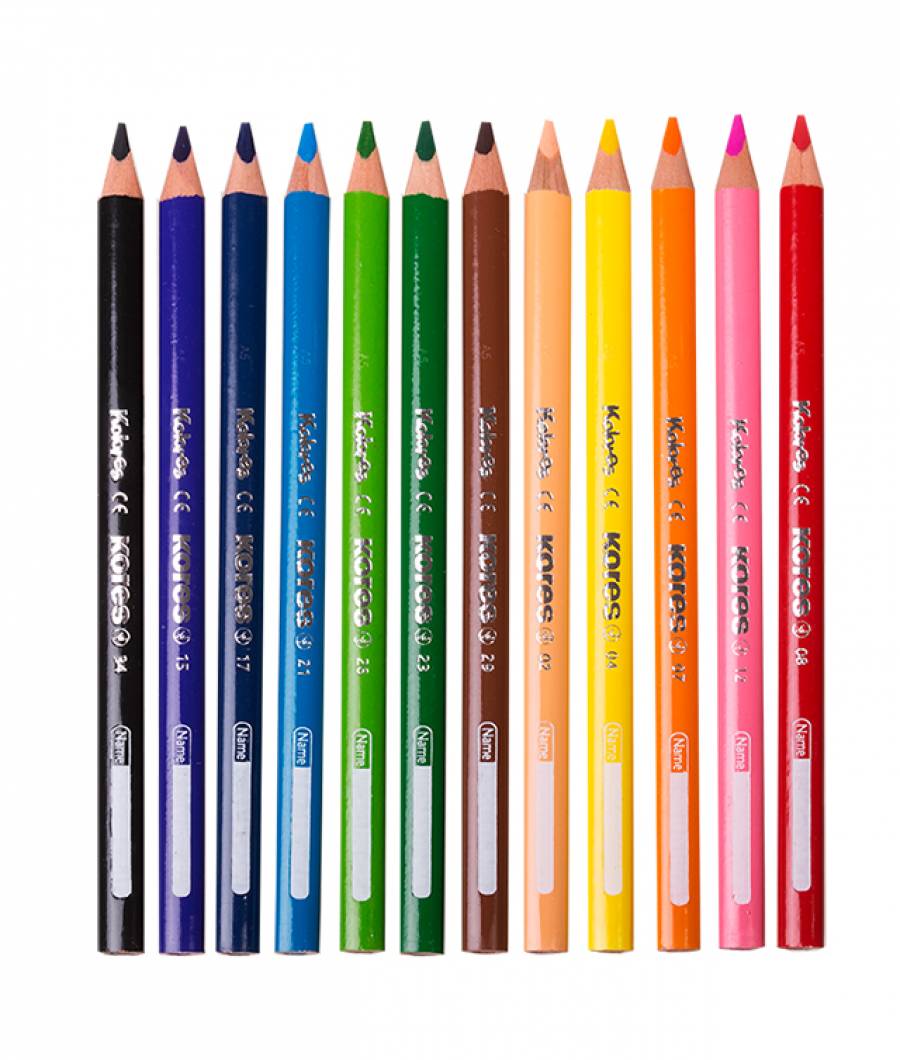 Creioane Colorate 12 Culori cu Ascutitoare Triunghiulare Jumbo Kores
