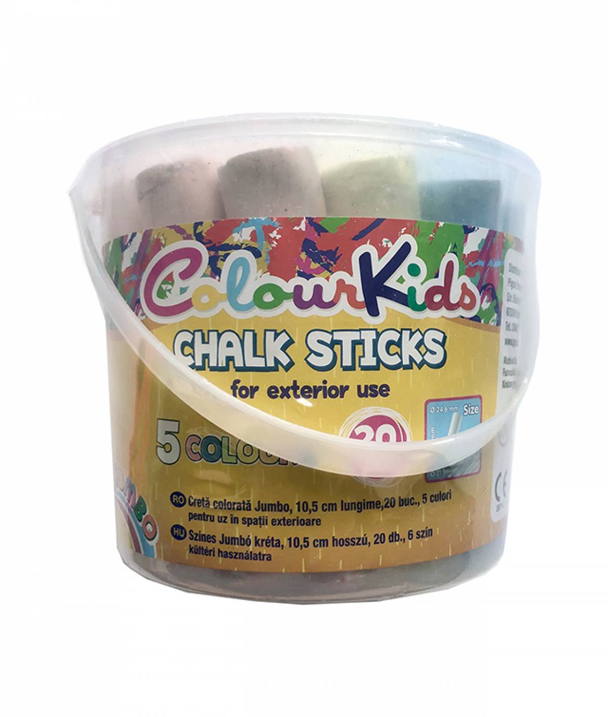 Creta Colour KIDS colorata Jumbo 20 bucati 5 culori si alb 10cm