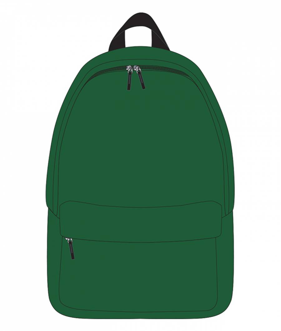 Ghiozdan Scolar Simplu, Schoolfriendly, 2 Fermoare, VERDE