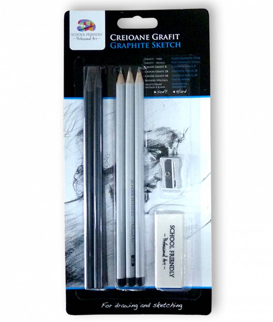 Creioane. ARTIST grafit  blister 5 buc 1 radiera 1 ascutitoare SFART
