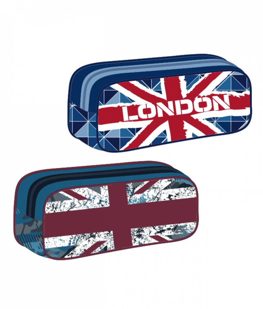 Penar Mic tip Etui, Schoolfriendly London, 1 Fermoar, Albastru