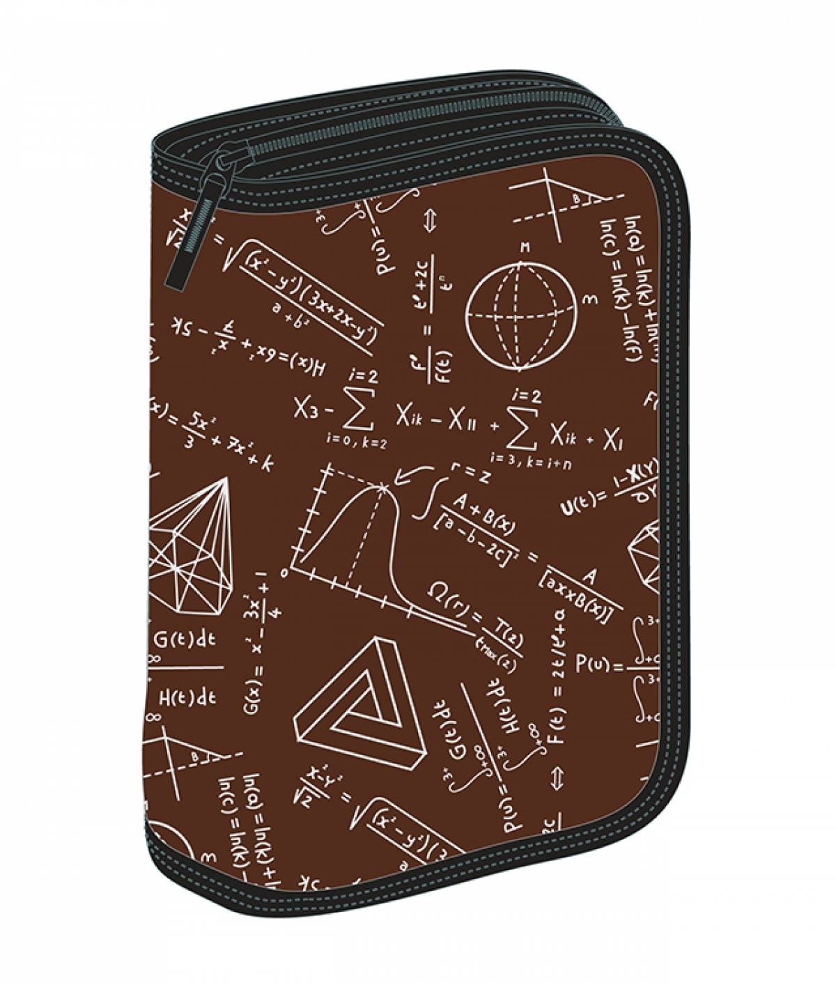 Penar Echipat, 31 Piese, 1 Compartiment, Schoolfriendly Formule Matematica, 1 Fermoar 2 Extensii, Maro