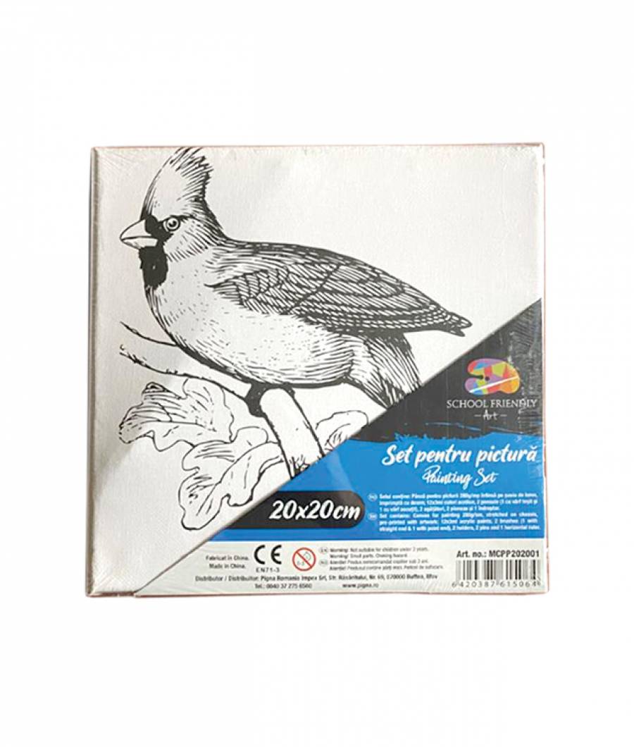 Panza SF ART pre printata sasiu lemn 16x25cm 20x20cm Pasare